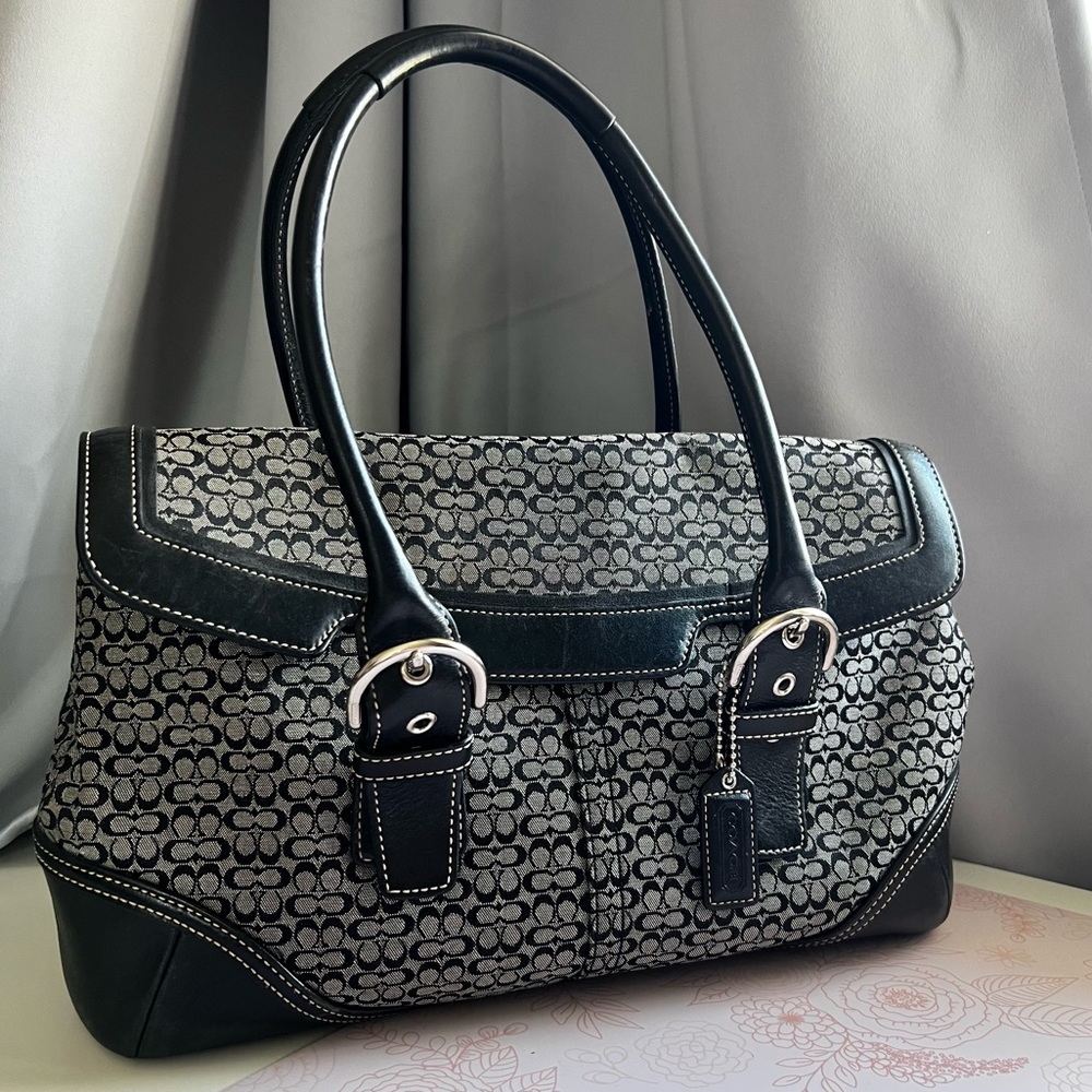 Coach Jaquard Mini Tote Black Shoulder Bag
